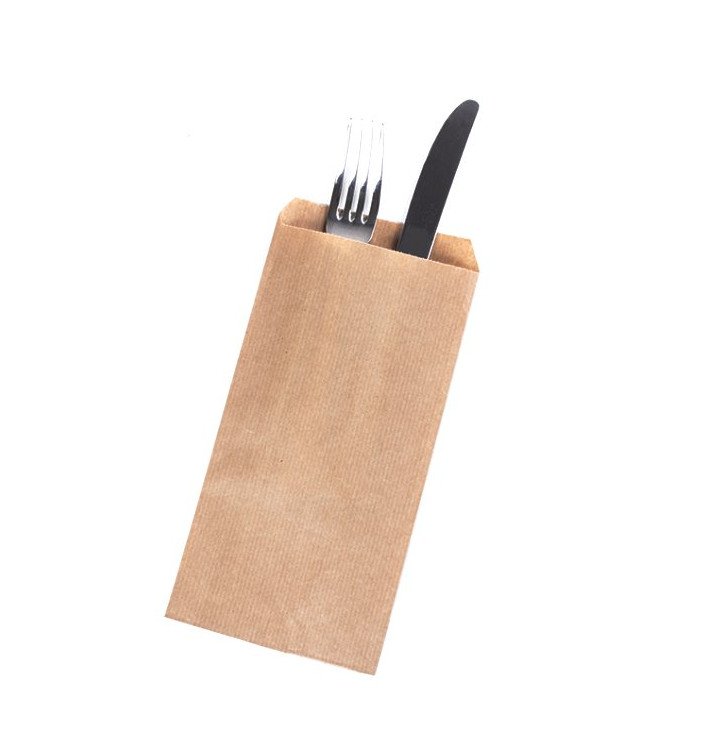 Sobre Portacubiertos Kraft Verjurado 9x24cm (125 Uds)