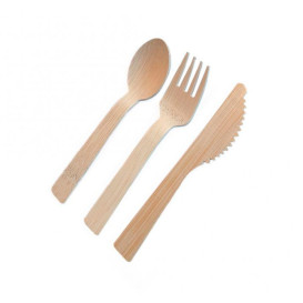 Set de Cubiertos de Bambú con Servilleta 3Pzas (300 Sets)