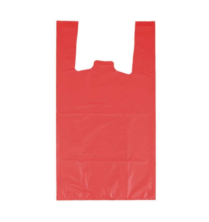Bolsa Plástico Camiseta 70% Reciclado “Colors” Rojo 42x53cm G200 (40 Uds)