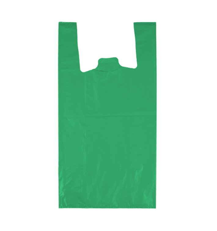 Bolsa Plástico Camiseta 70% Reciclado “Colors” Verde 42x53cm G200 (50 Uds)