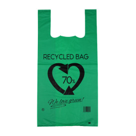 Bolsa Plástico Camiseta 70% Reciclado Verde 42x53cm G200 (1.000 Uds)