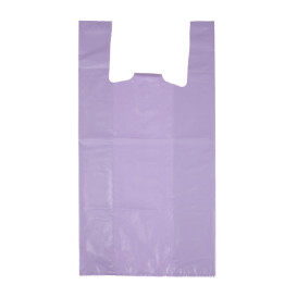 Bolsa Plástico Camiseta 70% Reciclado “Colors” Lila 42x53cm G200 (40 Uds)