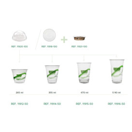 Vaso Almidón de Maíz PLA "Green Stripe" 590ml (50 Uds)