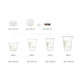 Vaso Almidón de Maíz PLA "Green Stripe" 355ml (50 Uds)