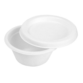 Tapa Tarrina Caña de Azúcar Bagazo Blanca 60ml (50 Uds)