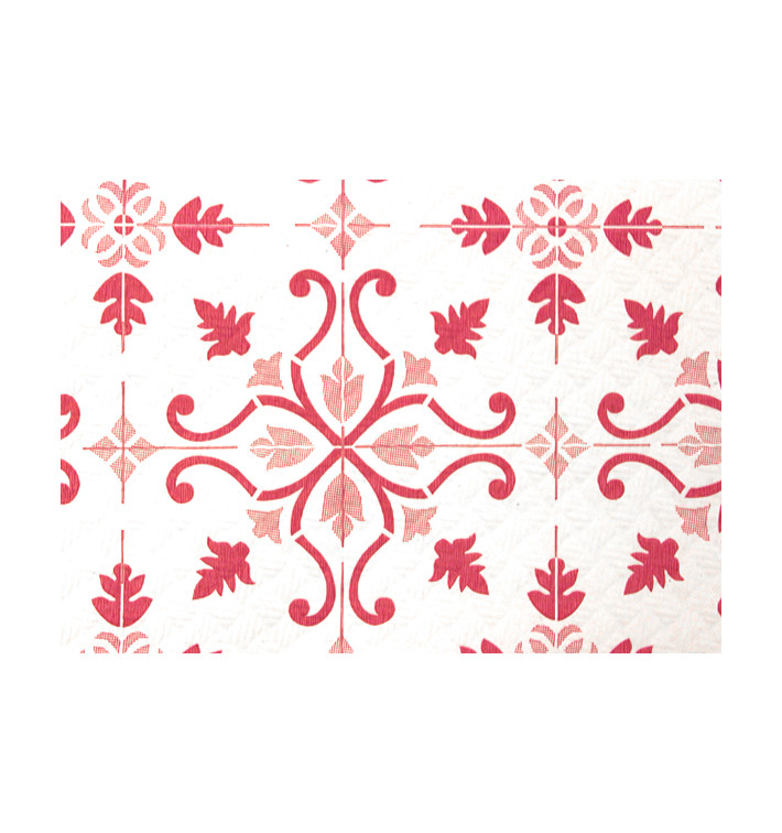 Mantel de Papel Cortado 1x1m "La Valenciana" Burdeos 40g/m² (400 Uds)