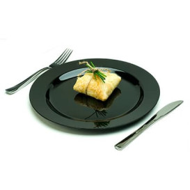 Plato Plastico Extra Rigido Negro 26cm (200 Uds)