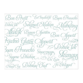 Mantel Individual de Papel Turquesa "Buen Provecho" 30x40cm 40g/m² (1.000 Uds)