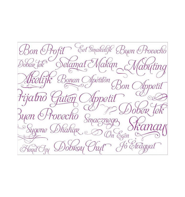 Mantel Individual de Papel Fucsia "Buen Provecho" 30x40cm 40g/m² (1.000 Uds)