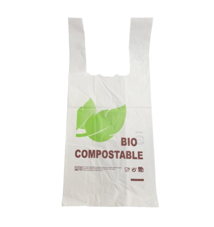 Bolsa Plastico Camiseta 100% Biodegradable 48x60cm G100 (100 Uds)