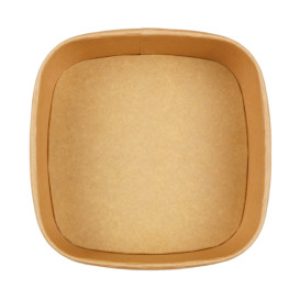 Tarrina Cuadrada de Cartón Kraft 1000ml 17x17x6,5cm (50 Uds)