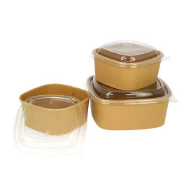 Tarrina Cuadrada de Cartón Kraft 500ml 13x13x5,6cm (300 Uds)
