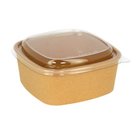 Tarrina Cuadrada de Cartón Kraft 1000ml 17x17x6,5cm (300 Uds)