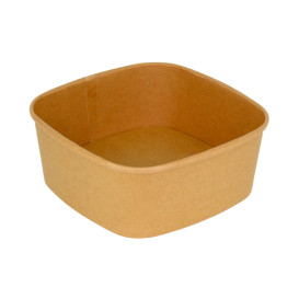 Tarrina Cuadrada de Cartón Kraft 1000ml 17x17x6,5cm (300 Uds)