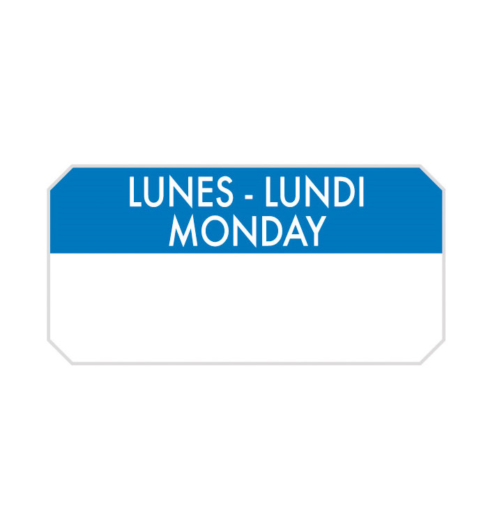 Rollo Adhesivo Rectangular “Lunes” 5x2,5cm (1.000 Uds)