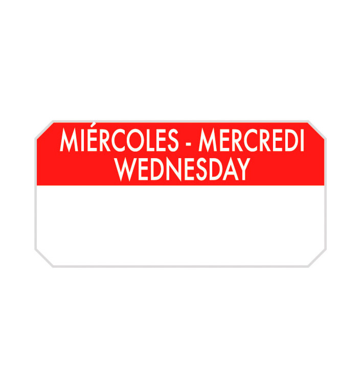 Rollo Adhesivo Rectangular “Miércoles” 5x2,5cm (1.000 Uds)