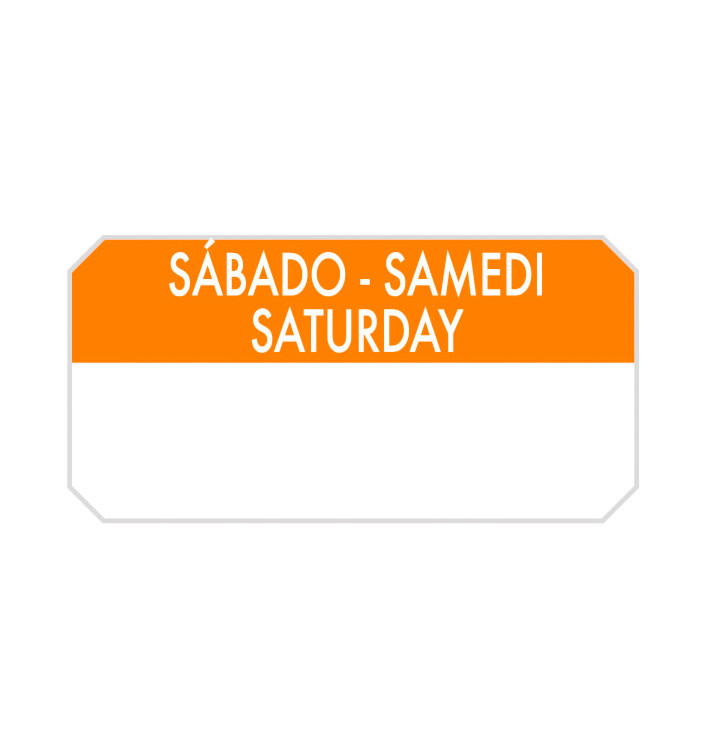 Rollo Adhesivo Rectangular “Sábado” 5x2,5cm (1.000 Uds)