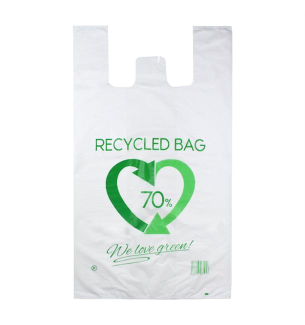 Bolsa Plástico Camiseta 70% Reciclado 60x70cm G200 (100 Uds)
