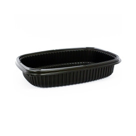 Envase Rectangular PP Negro 800ml 215x170x40mm (40 Uds)