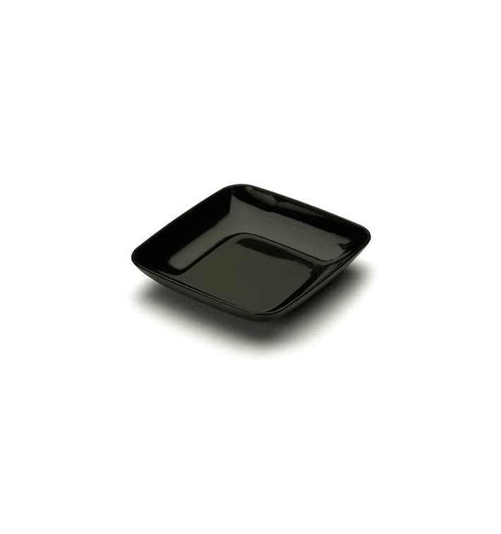 Plato Plastico Cuadrado Degustacion Negro 6x6x1 cm 