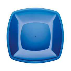 Plato Llano Reutilizable PS Azul Transp. Square 30cm (12 Uds)