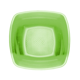 Plato Hondo Reutilizable PP Verde Lima Square 18cm (25 Uds)