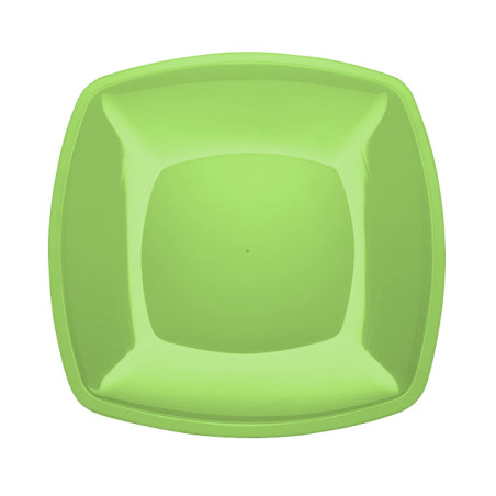 Plato Llano Reutilizable PS Verde Lima Square 30cm (12 Uds)