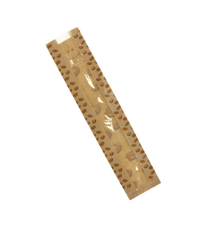 Bolsa de Papel Kraft Ventana "Panes" 14+7x55cm (125 Uds)