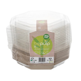 Envase Caña de Azúcar Octogonal con tapa 830 ml 23x23cm (90 Uds)