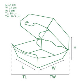 Caja Kraft para Hamburguesa Mega 18x16,5x9 cm (200 Uds)