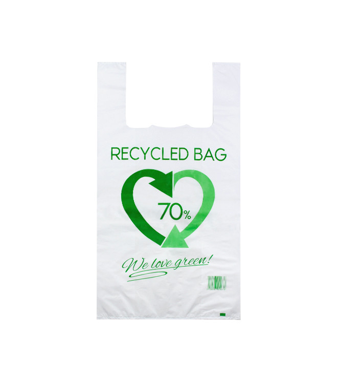 Bolsa Plástico Camiseta 70% Reciclado 40x60cm G200 (800 Uds)