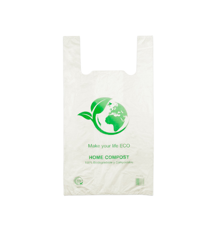 Bolsa Plastico Camiseta 100% Biodegradable 35x45cm (100 Uds)