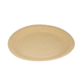 Plato de Cartón Redondo Antigrasa Kraft Ø22cm 245g/m² (50 Uds)