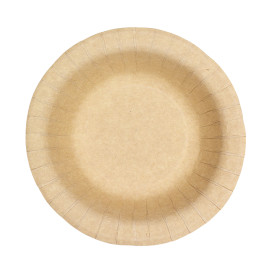 Plato Hondo de Cartón Antigrasa Kraft Ø19cm 245g/m² (50 Uds)