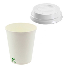 Vaso Cartón 6Oz/180ml + Tapa Agujero Ø7,0cm (1.000 Uds)