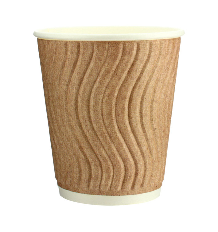 Vaso Cartón Rizado 9 Oz/270ml Kraft Ø8,0cm (30 Uds)