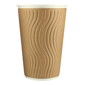 Vaso Cartón Rizado 16 Oz/495ml Kraft Ø9,0cm (31 Uds)