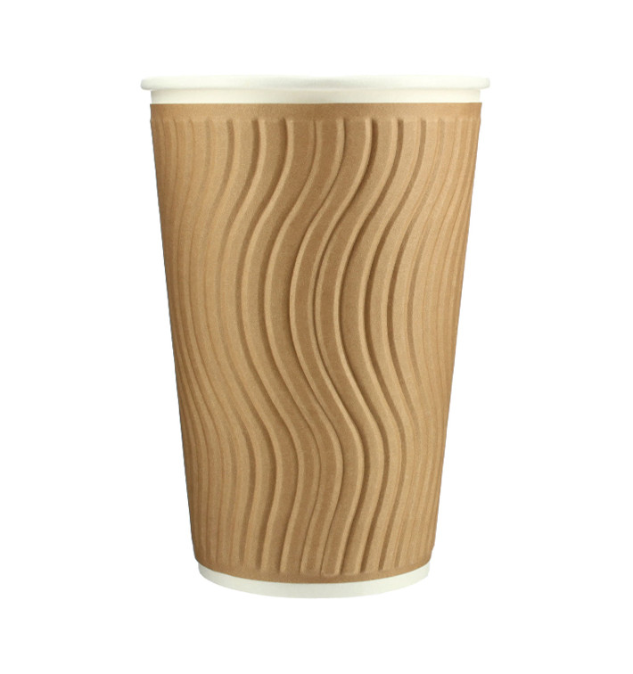 Vaso Cartón Rizado 16 Oz/495ml Kraft Ø9,0cm (620 Uds)