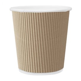 Vaso Cartón 4 Oz/120ml "Rizado Kraft" Marrón Ø6,2cm (50 Uds)