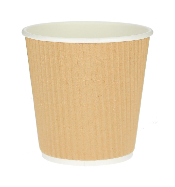 Vaso Cartón 4 Oz/120ml "Rizado Kraft" Marrón Ø6,2cm (50 Uds)