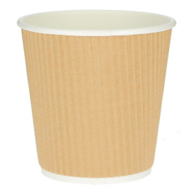 Vaso Cartón 4 Oz/120ml "Rizado Kraft" Marrón Ø6,2cm (1000 Uds)