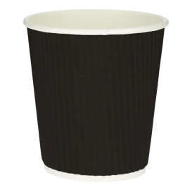Vaso Cartón 8 Oz/250ml "Rizado" Negro Ø8cm (500 Uds)