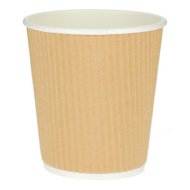 Vaso Cartón 8 Oz/250ml "Rizado Kraft" Marrón Ø8cm (25 Uds)