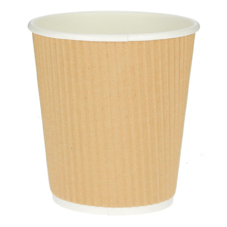 Vaso Cartón 8 Oz/250ml "Rizado Kraft" Marrón Ø8cm (25 Uds)