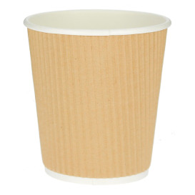 Vaso Cartón 8 Oz/250ml "Rizado Kraft" Marrón Ø8cm (500 Uds)