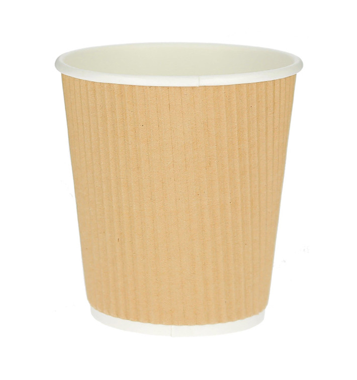 Vaso Cartón 8 Oz/250ml "Rizado Kraft" Marrón Ø8cm (500 Uds)