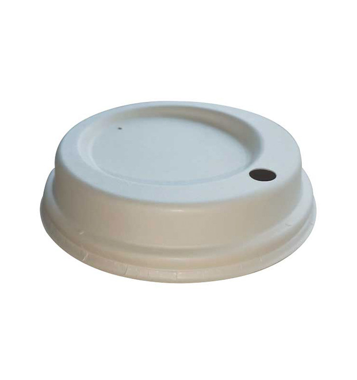 Tapa Travel con Agujero Fibra Moldeada Blanca Ø9cm (1.200 Uds) Tapa Travel con Agujero Fibra Moldeada Blanca Ø9cm (1.200 Uds)