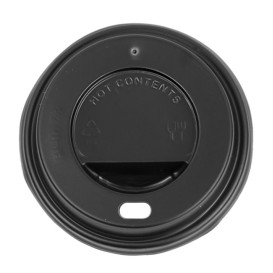 Tapa Travel con Agujero PS para Vaso Cartón 7Oz Negra Ø7,2cm (100 Uds)