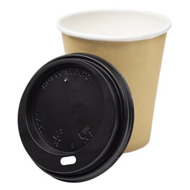 Tapa Travel con Agujero PS para Vaso Cartón Negra Ø8,0cm (100 Uds)