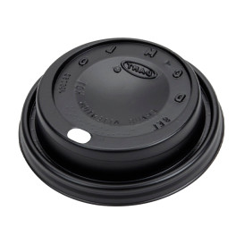 Tapa Travel con Agujero PS para Vaso Foam y Cartón Negra Ø8,1cm (1000 Uds)